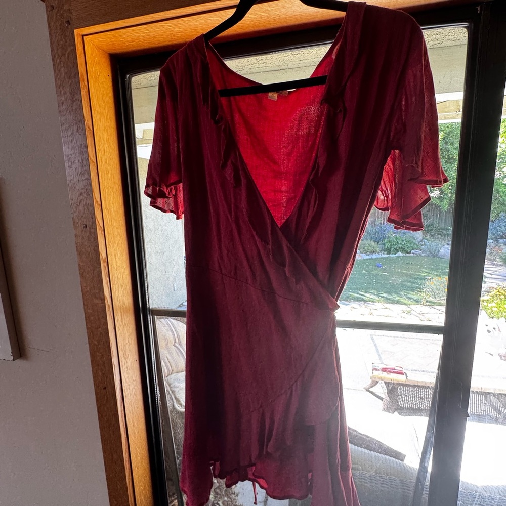 Elegant Burgundy Wrap Dress